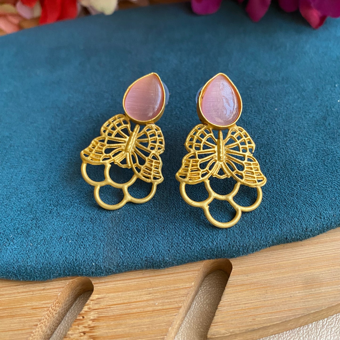 Stone butterfly studs