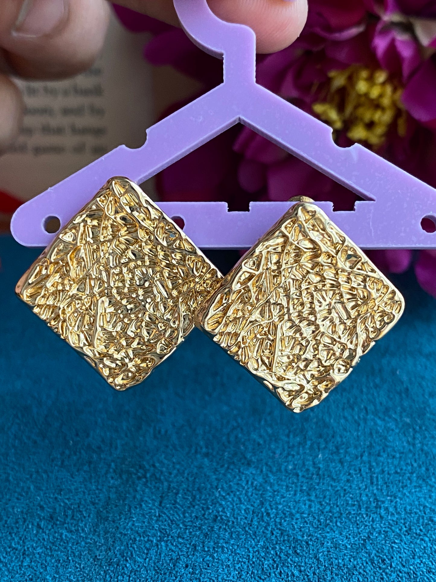 Square gold studs