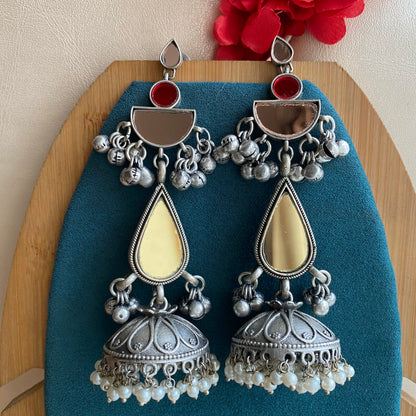 Afghani mirror long jhumka