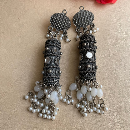 Oxidised long jhumka