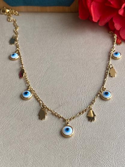 Hamsa evil eye chain