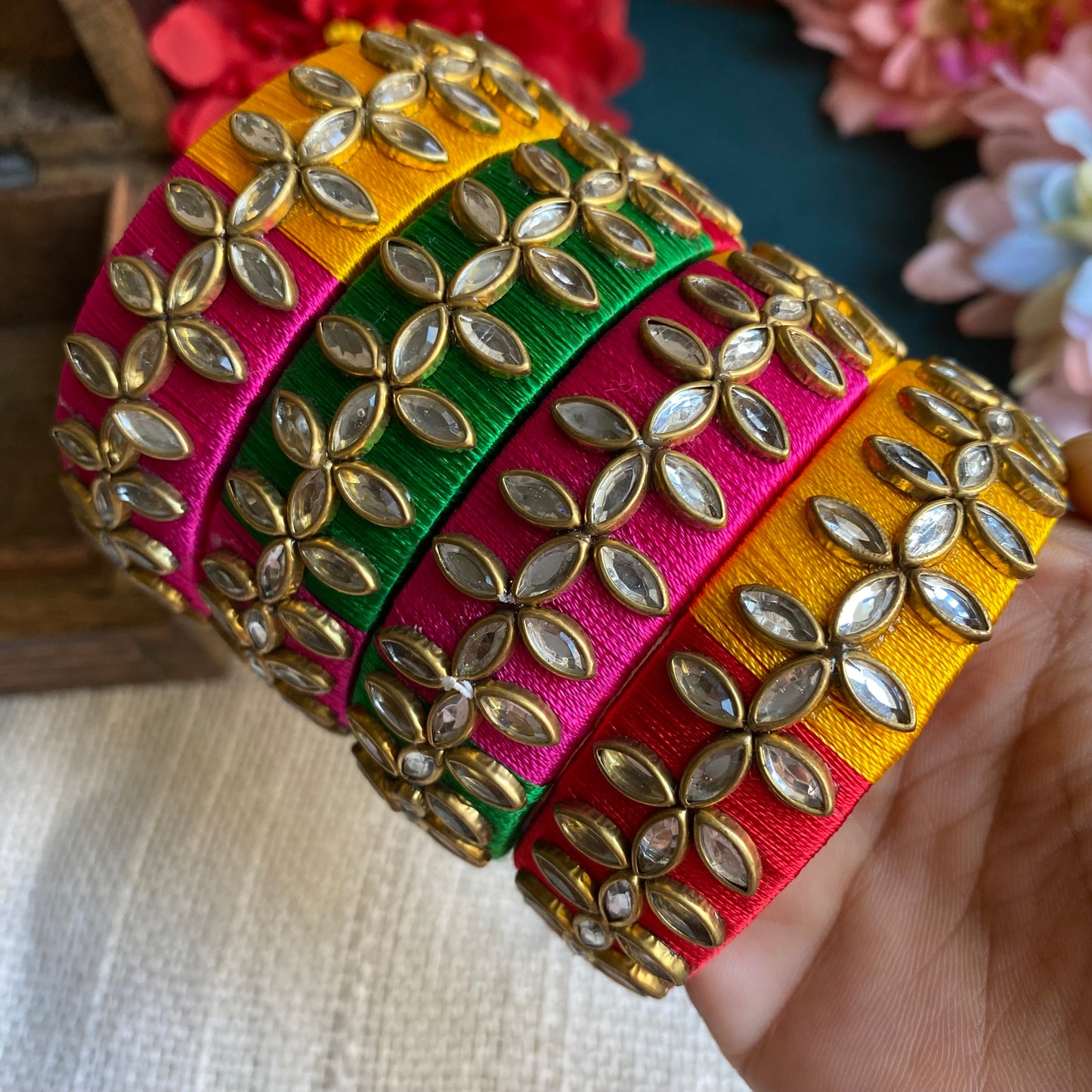 Kundan thread bangle