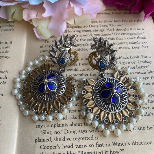 Peacock beaded drop earring