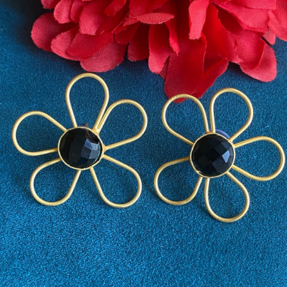 Golden flower studs