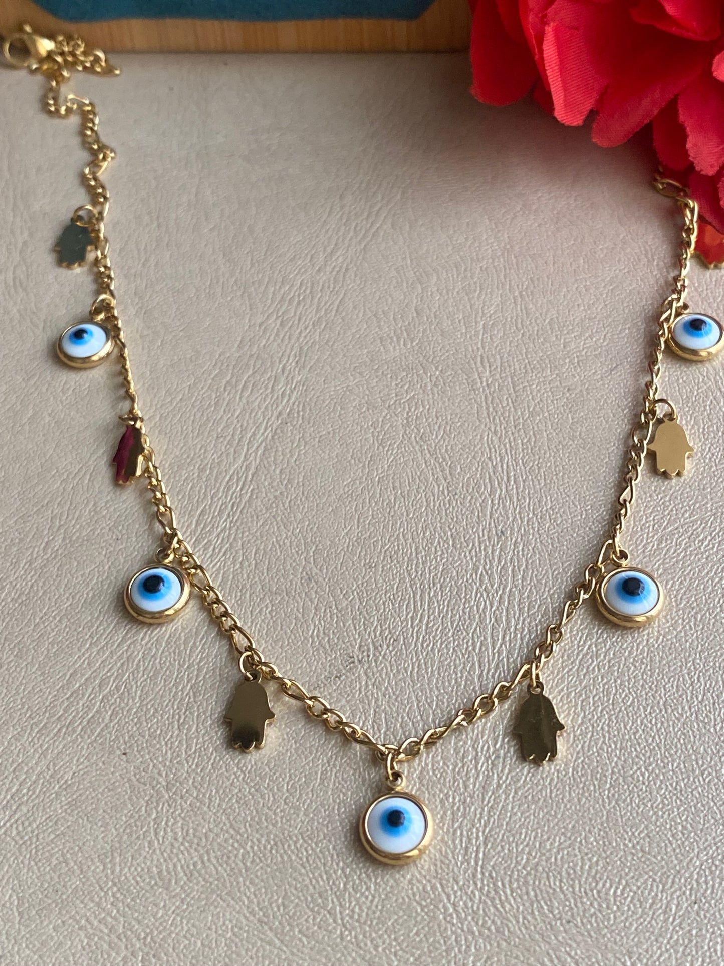 Hamsa evil eye chain