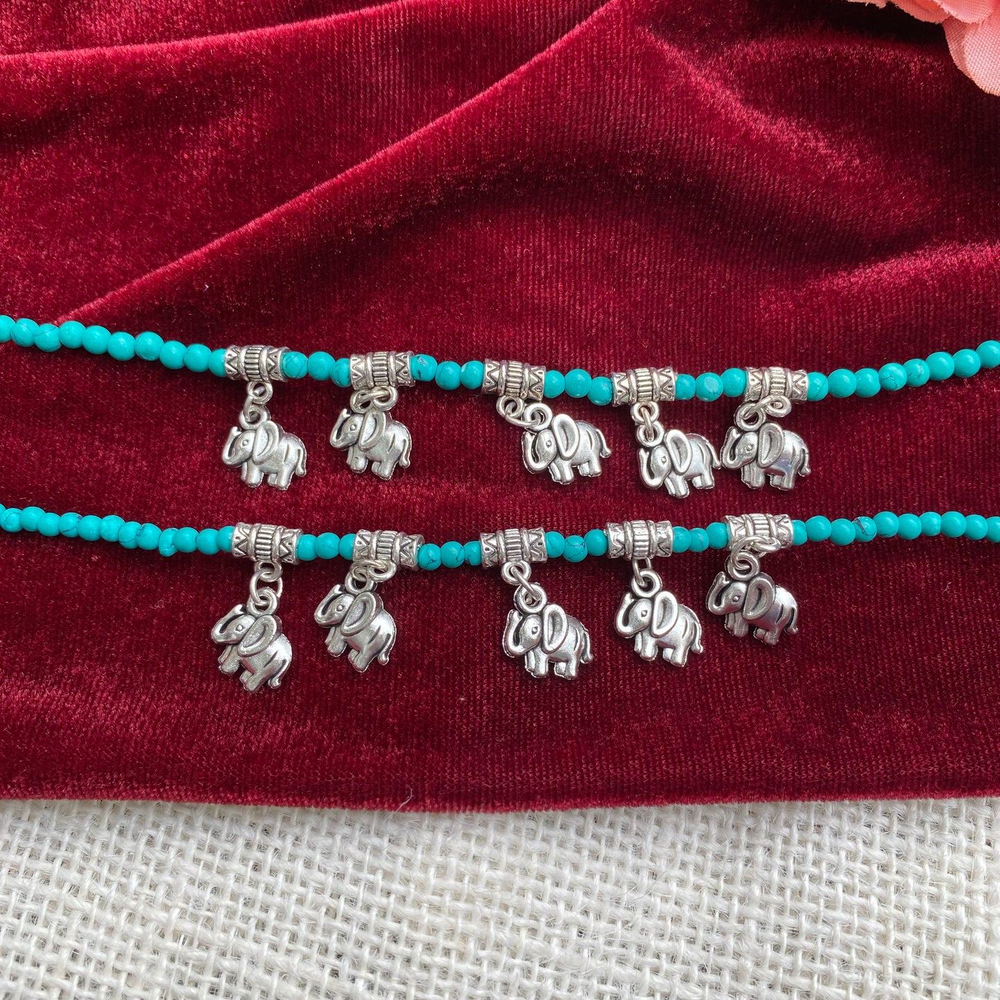 Five elephant anklet