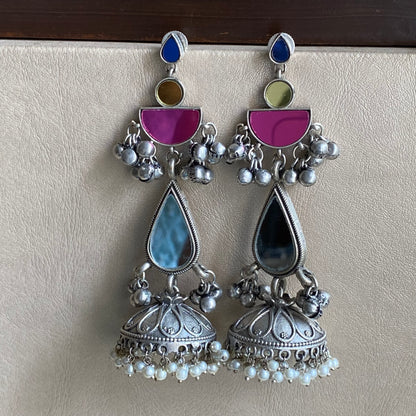 Afghani mirror long jhumka