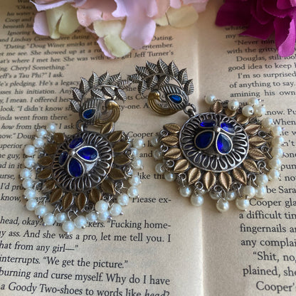 Peacock beaded drop earring