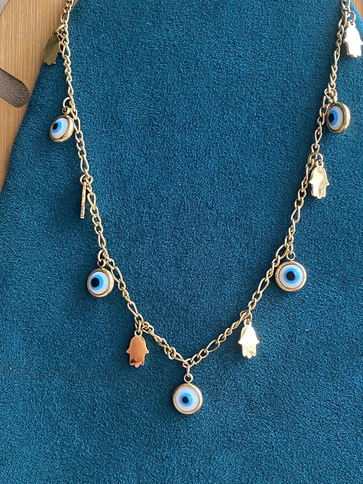 Hamsa evil eye chain