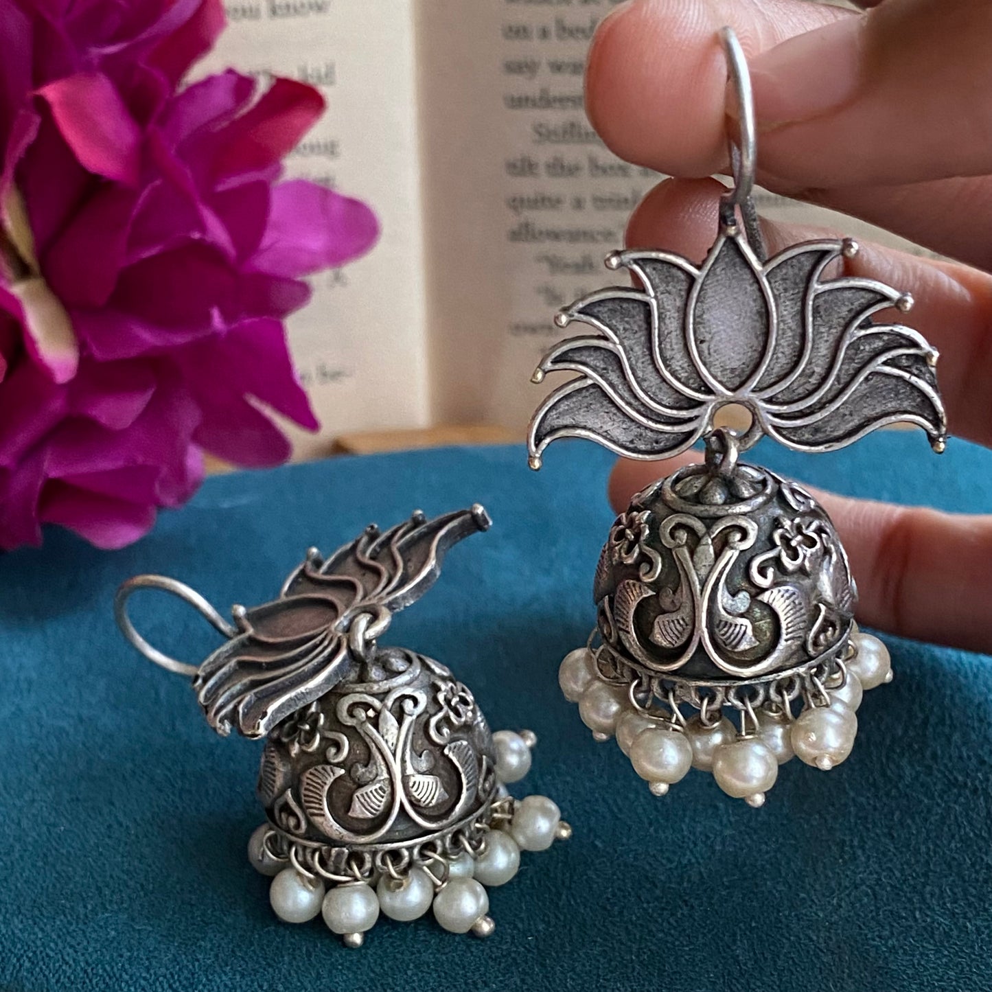 Lotus hanging jhumkas