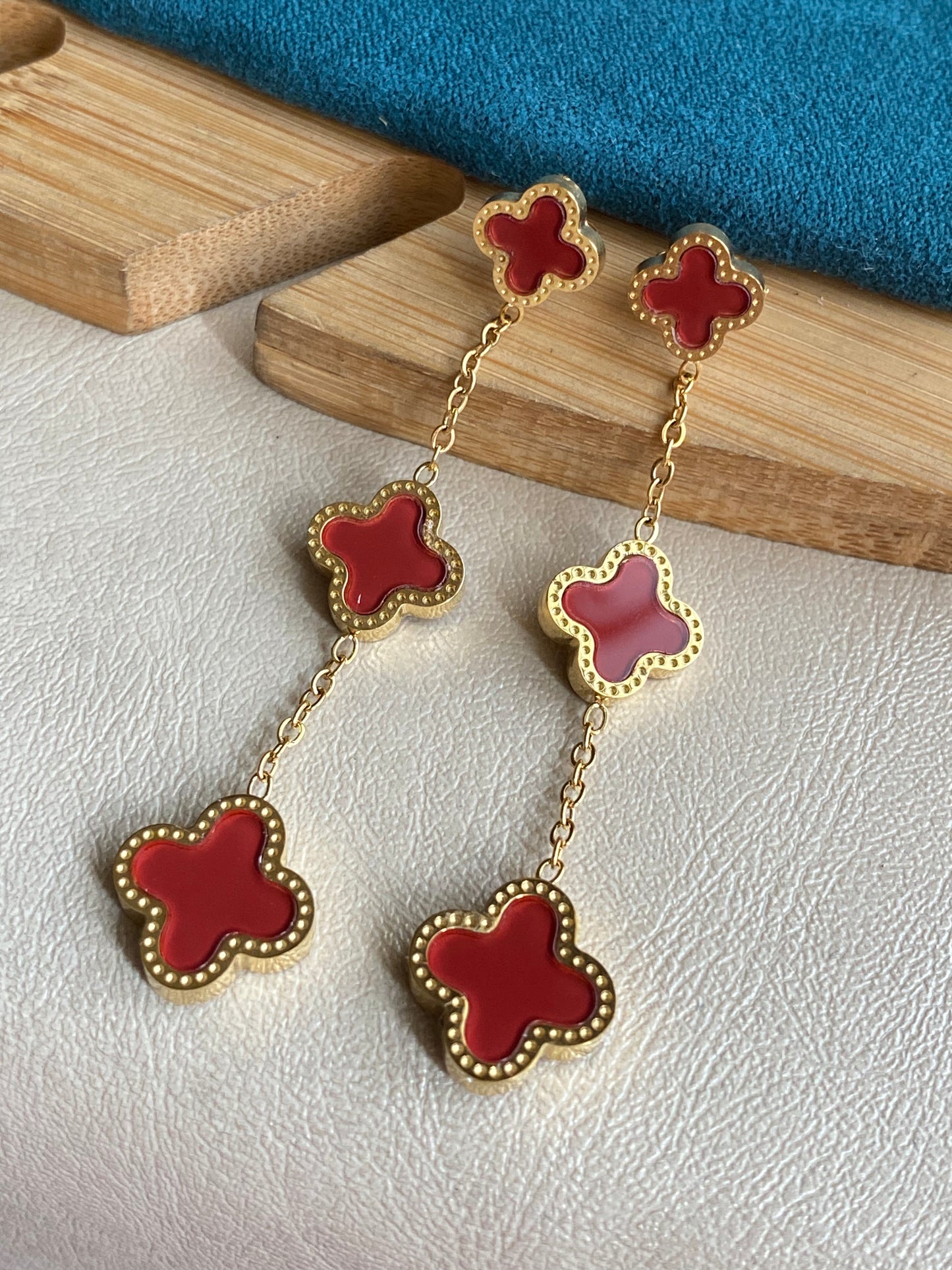 Red clover earrings