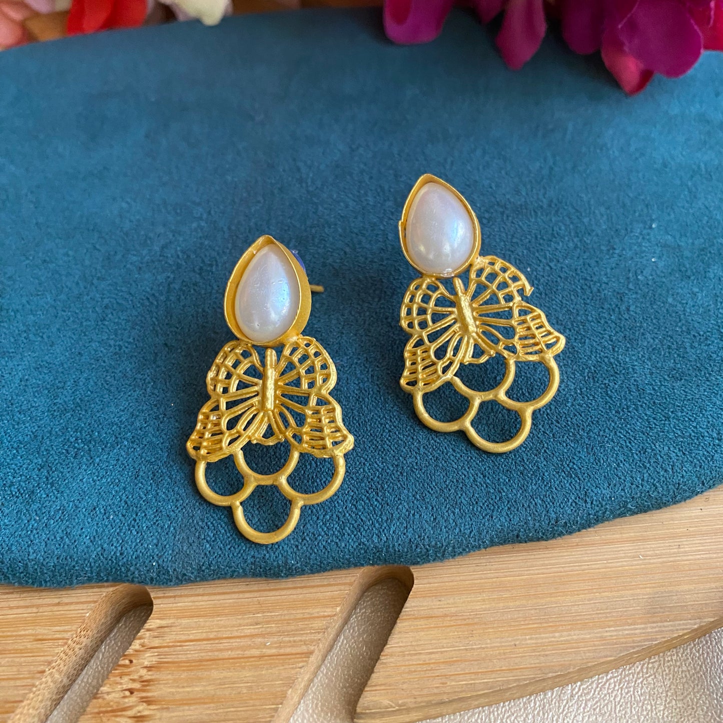 Stone butterfly studs