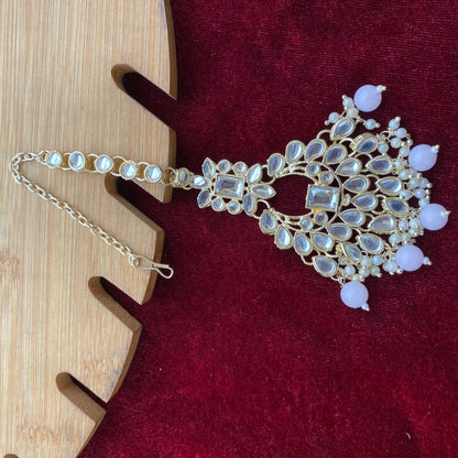 Semifloral Kundan choker (Baby pink)