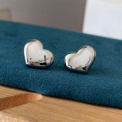 Solid silver heart studs