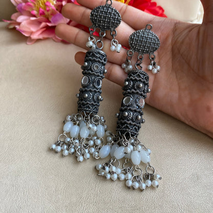 Oxidised long jhumka