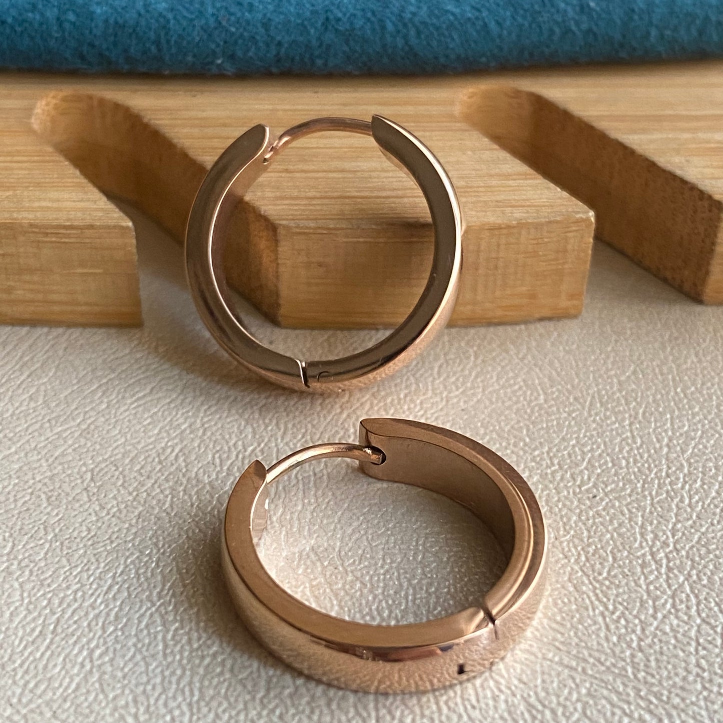 Rose gold bali hoops