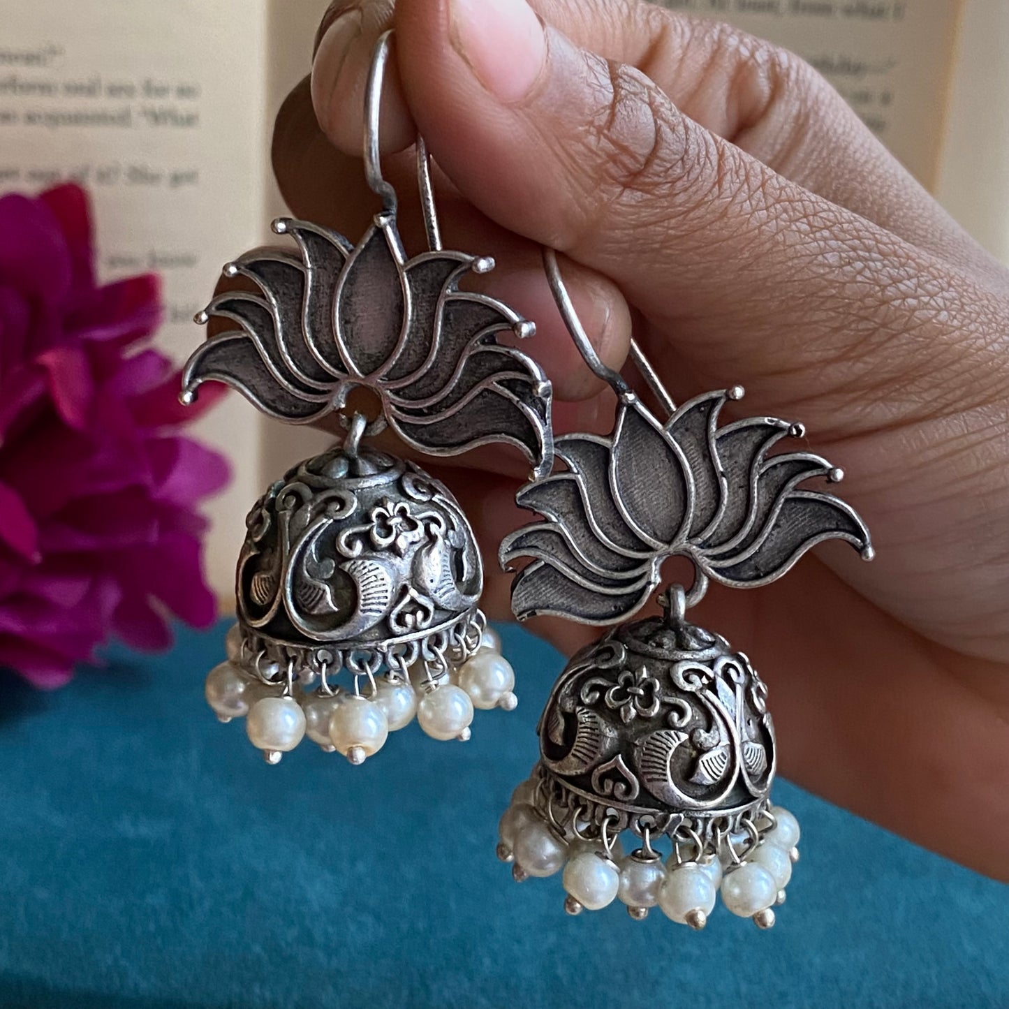 Lotus hanging jhumkas