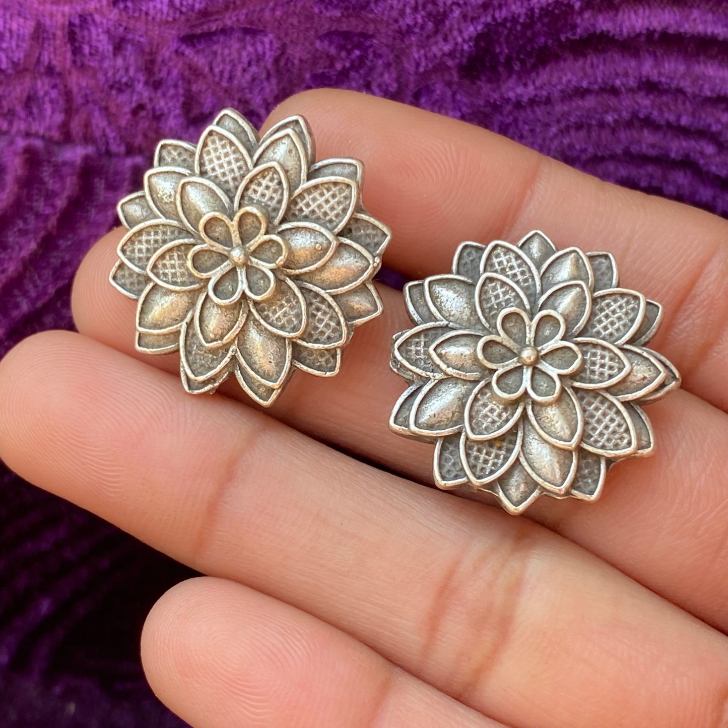 Silver flower studs