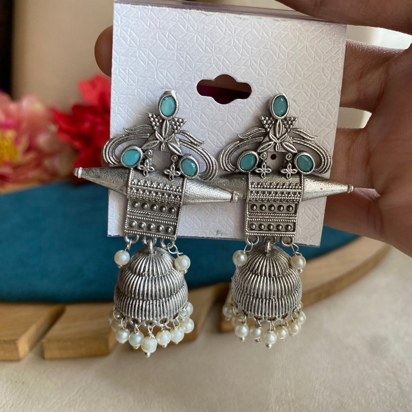 Silver juneira jhumki