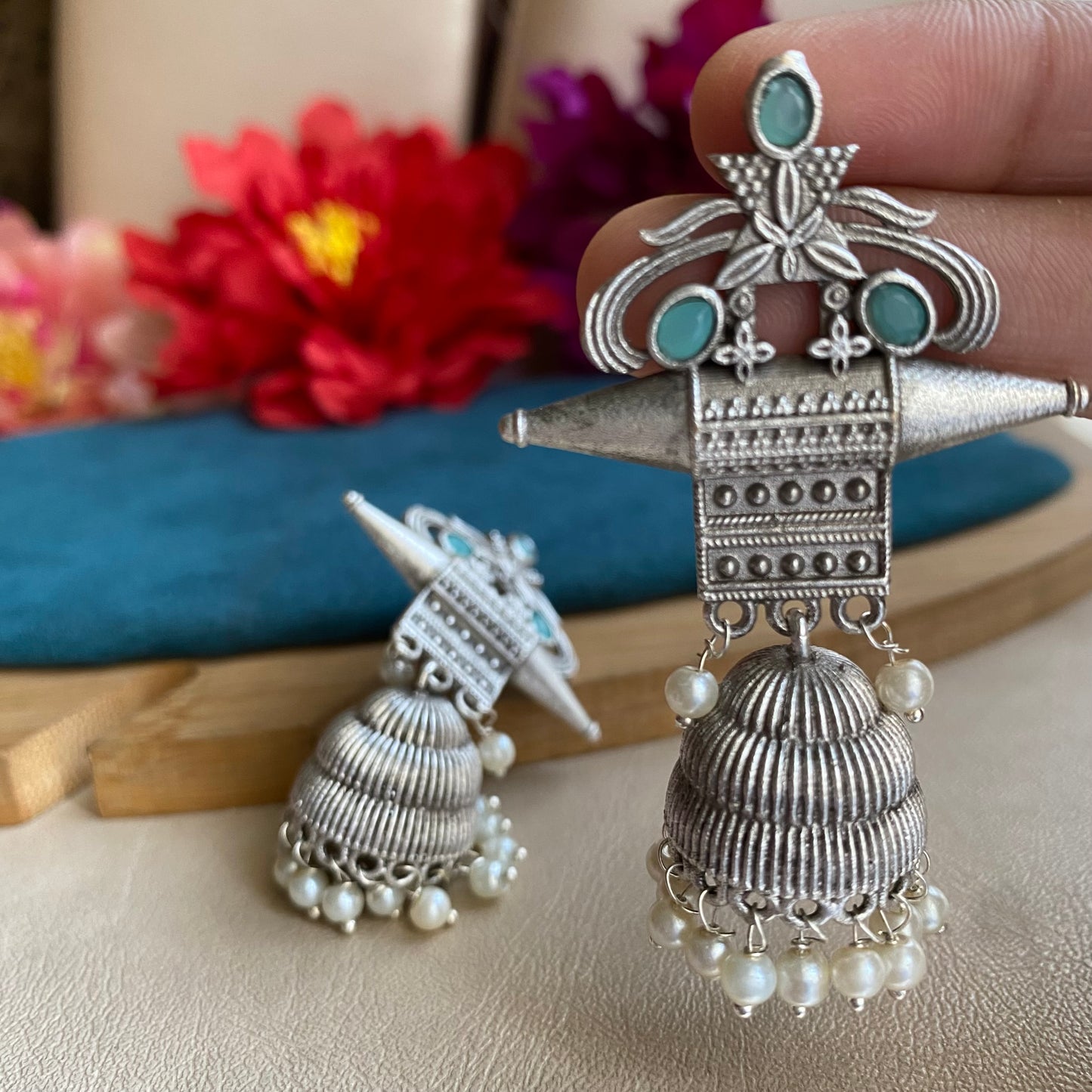 Silver juneira jhumki