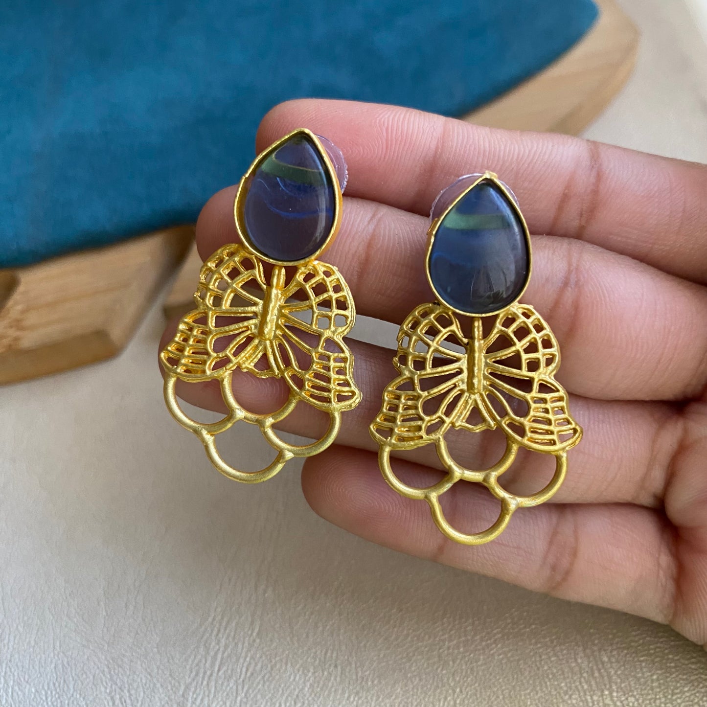 Stone butterfly studs