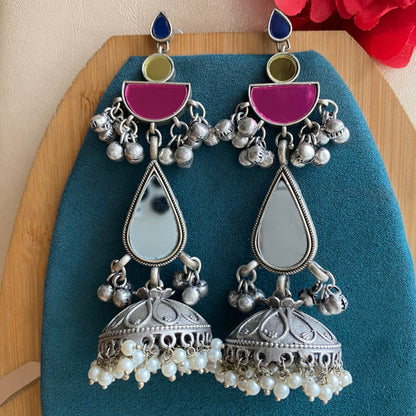 Afghani mirror long jhumka