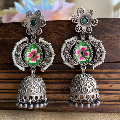 Meena flower jhumka