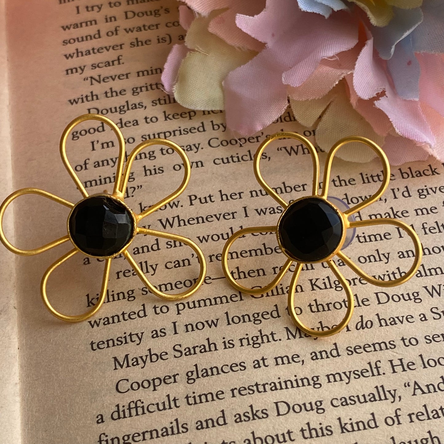 Golden flower studs