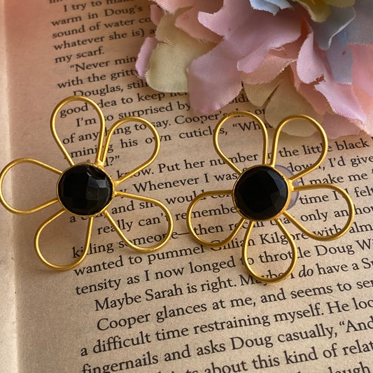 Golden flower studs