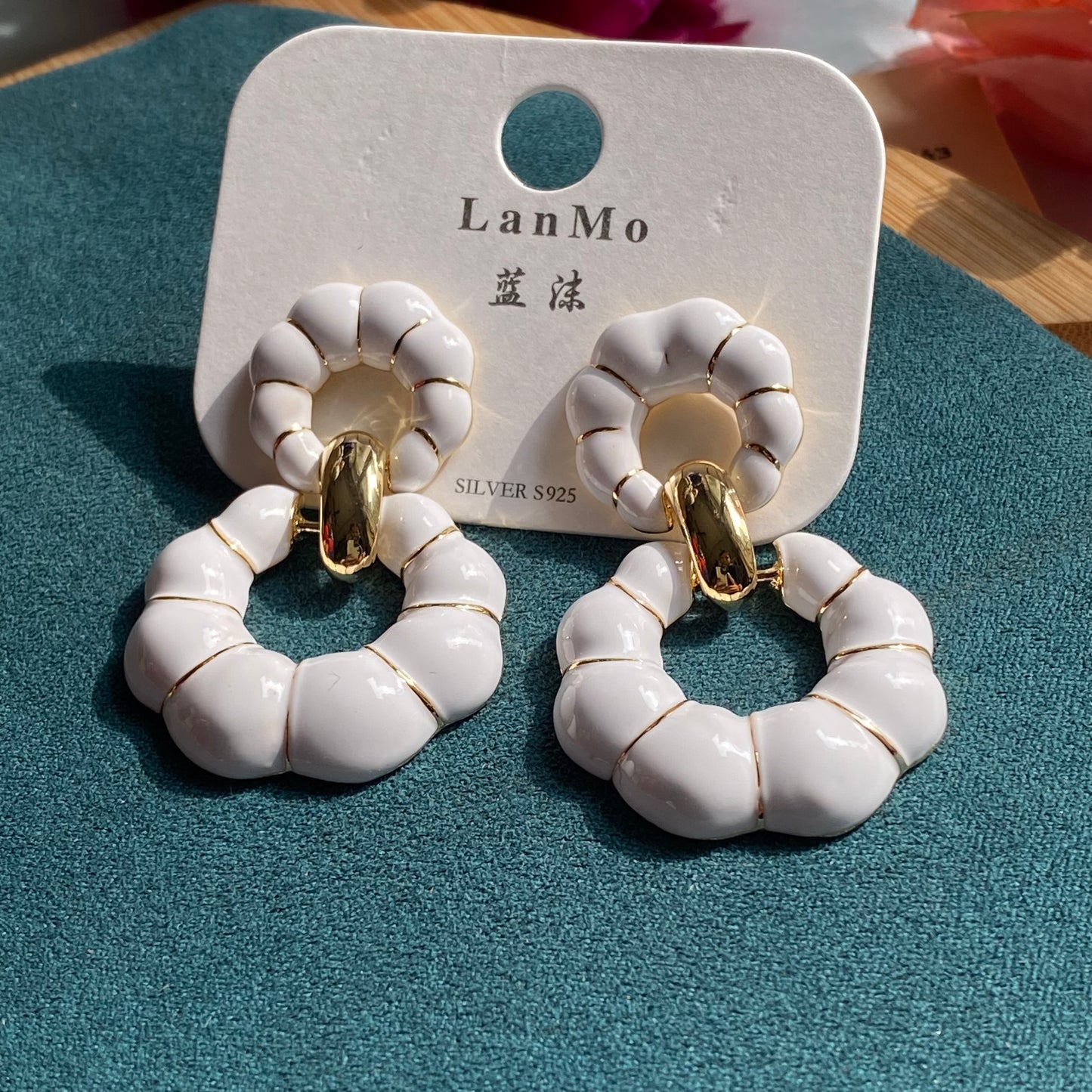 White cloudy earrings