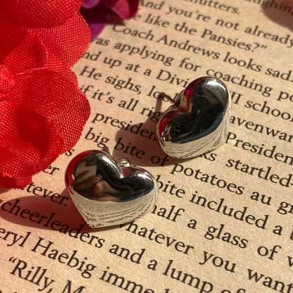 Solid silver heart studs