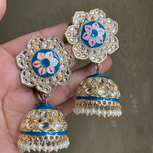 Flower Kundan Earrings