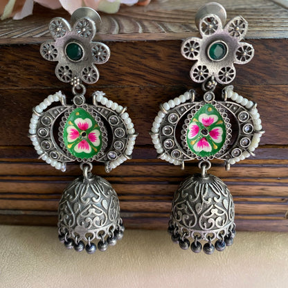 Meena flower jhumka