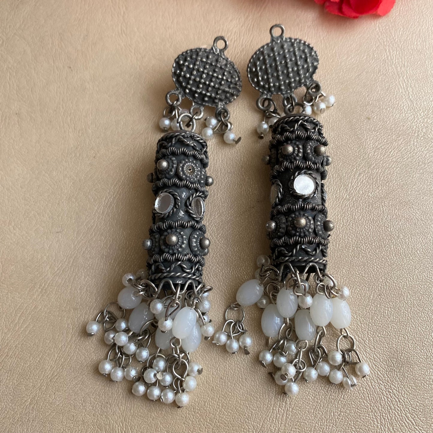 Oxidised long jhumka