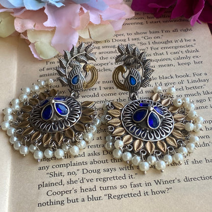 Peacock beaded drop earring