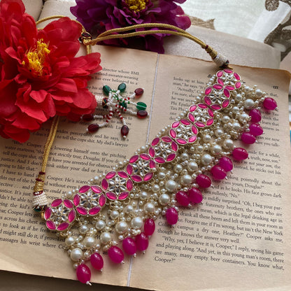 Disha flower choker (pink)