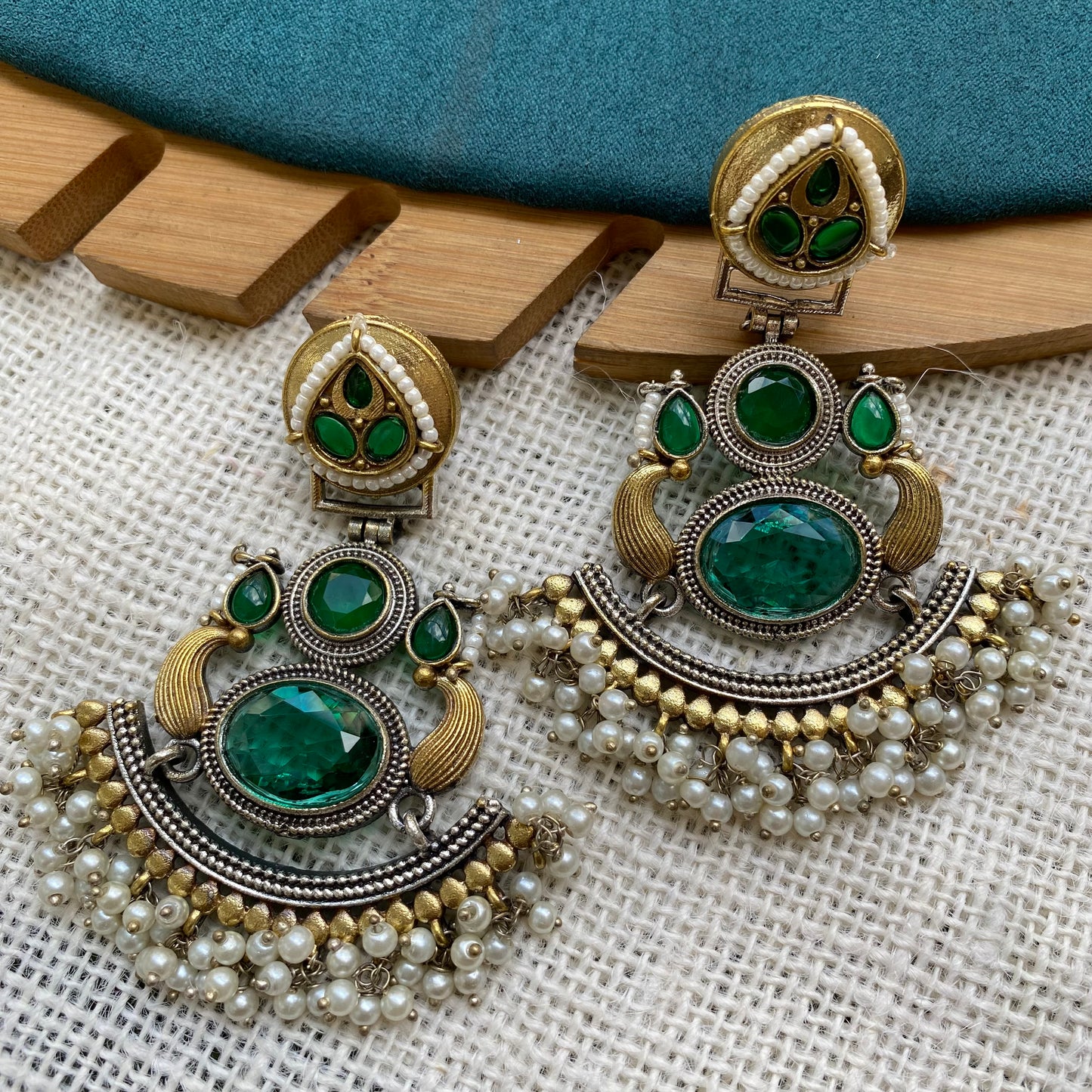 Crystal earring green