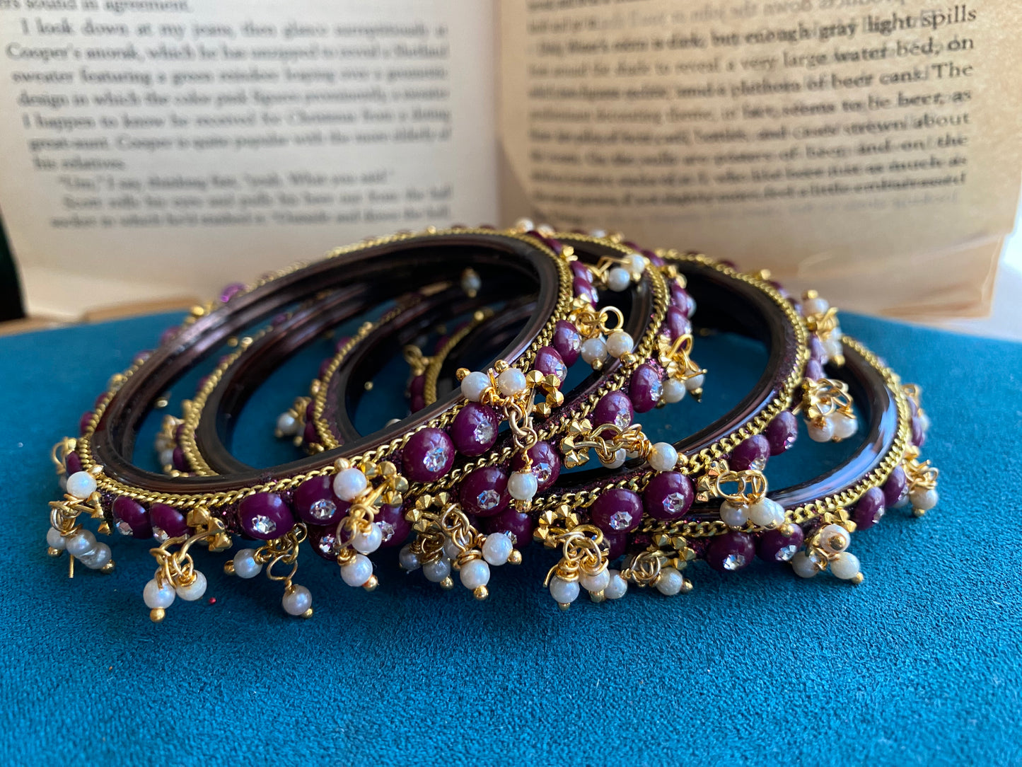 Bindu bangles in deep purple