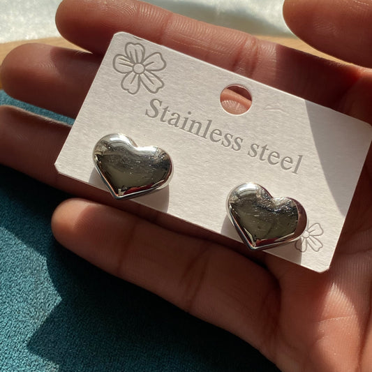 Solid silver heart studs