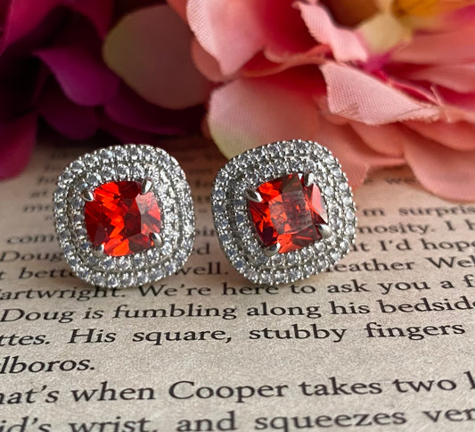 Red stone studs