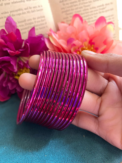 Magenta metallic bangles