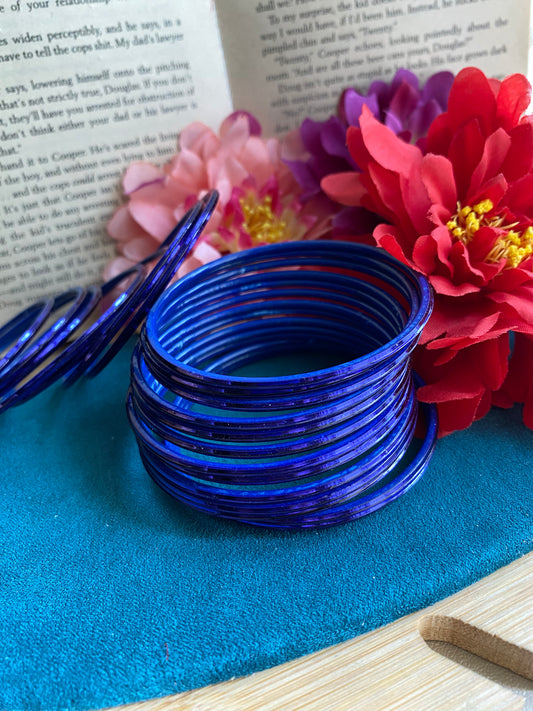 Electric blue metallic bangles