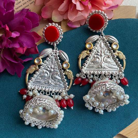 Pari Red Jhumkas