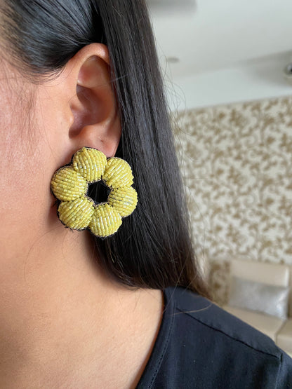 Flower beaded studs