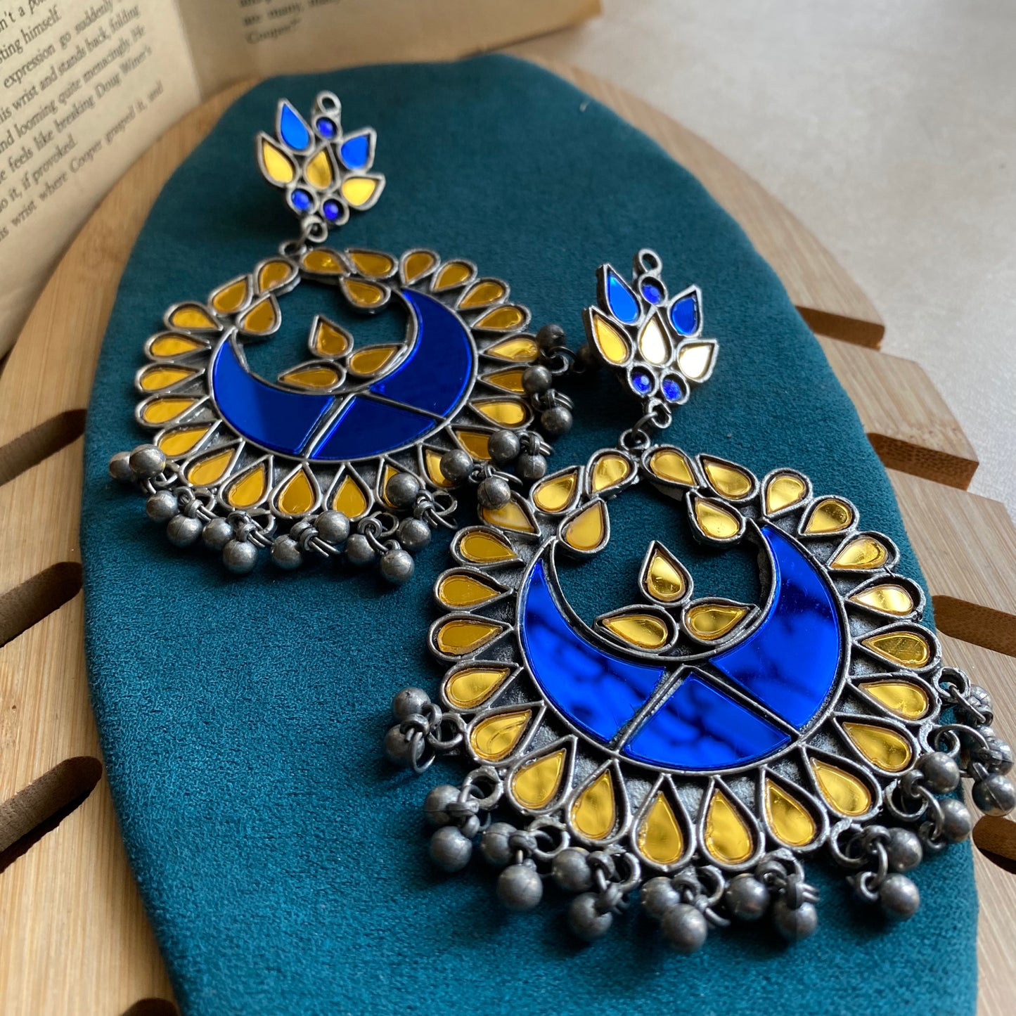 Blue and gold Gulnaaz Chandbalis