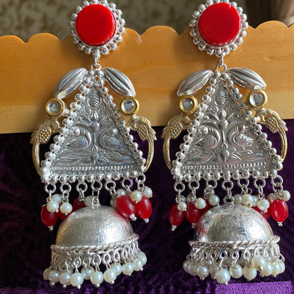 Pari Red Jhumkas