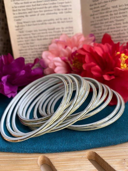 Silver metallic bangles