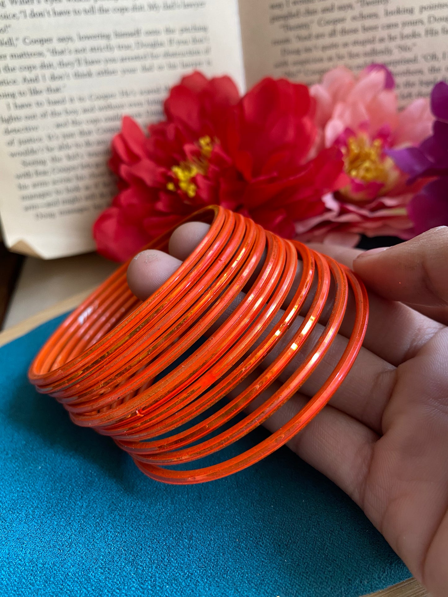 Orange metallic bangles