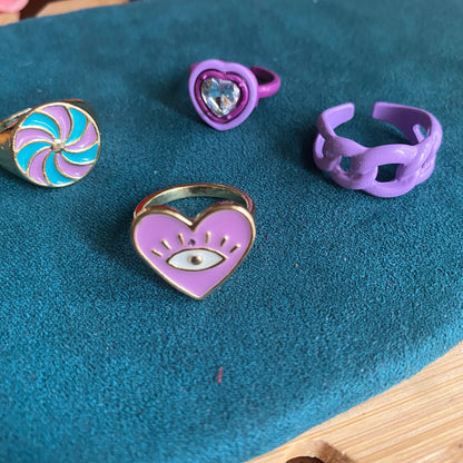 Lilac Set of 4 trendy rings