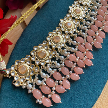 Akshara choker ( Peach)